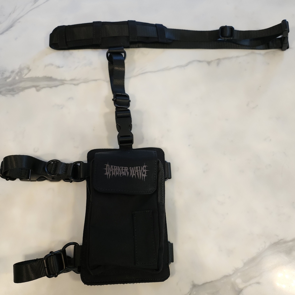 Dolls kill Black Tactical Leg Bag With Waist And Garter Leg Harnesses